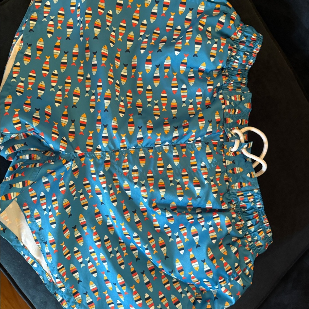2xist Blue Fish Pattern Swim Shorts - used